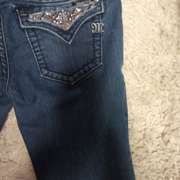 Women's Blue Jeans with Sequin Detail - Picture 3 of 3